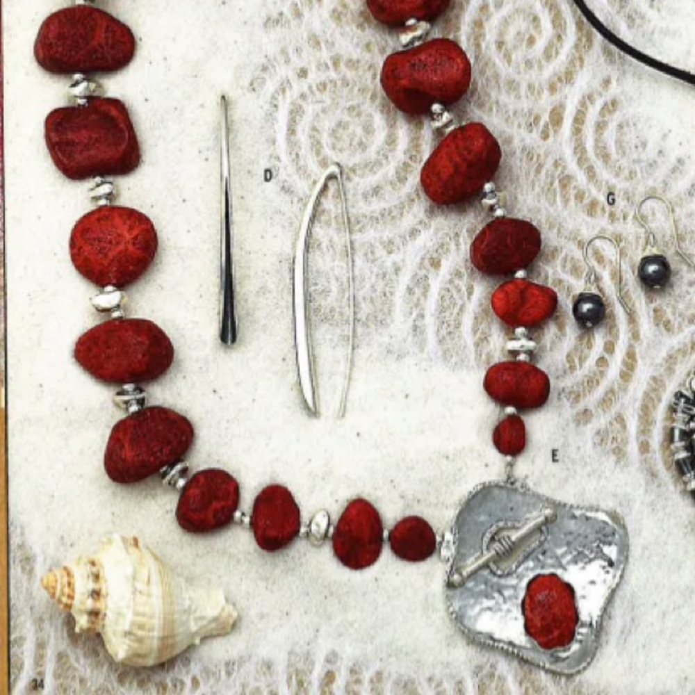 Rare Silpada Sterling Silver Red Sponge Coral Toggle Clasp Necklace N0900 - Picture 10 of 16